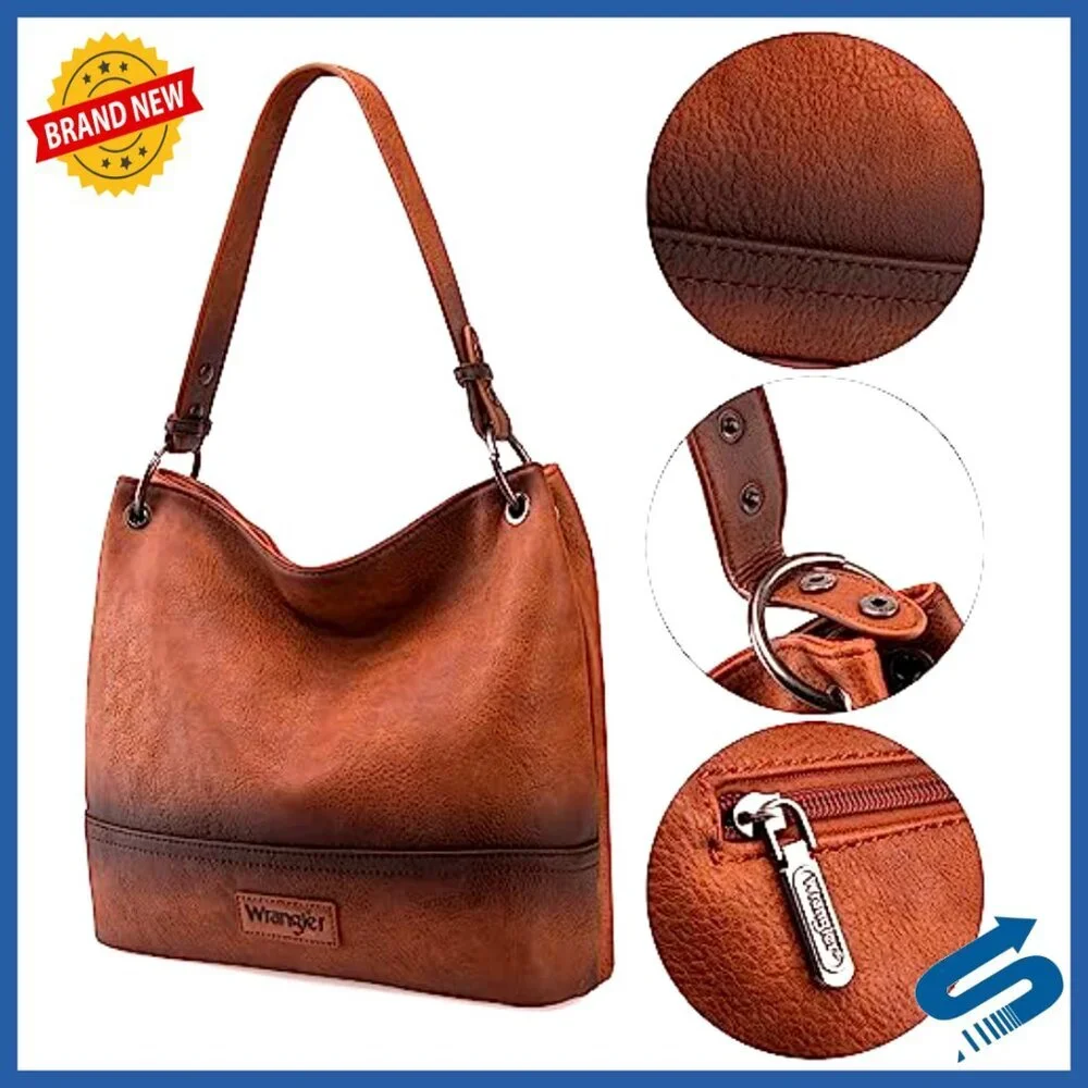 Vegan Leather Hobo Bag with Removable Straps, Two Inner Pockets